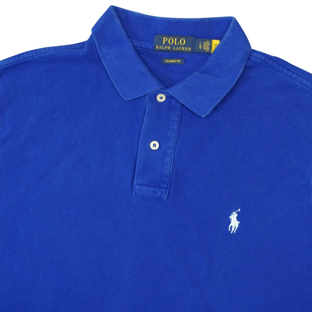 Polo Ralph Lauren Polo Shirt Mens Large Blue Classic Fit Short Sleeve Mesh Pony